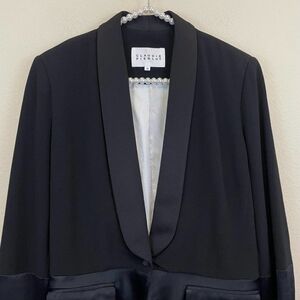 Claudie Pierlot Satin Trim Classic Single Button Blazer Black Size 4/36EU